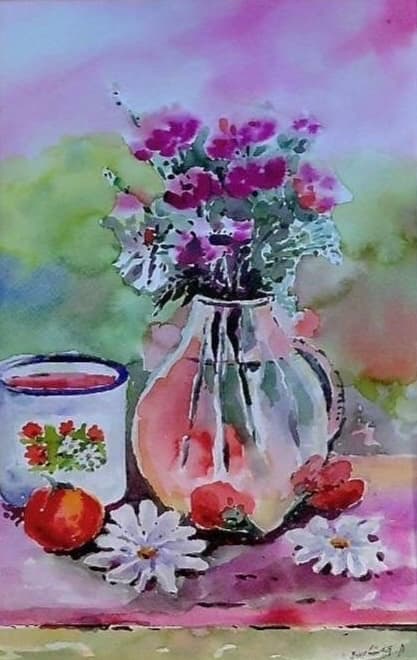 SEO Title: สุนทรียะแห่งความอ่อนหวาน – ภาพวาดสีน้ำหุ่นนิ่ง โดย บรรเลง ดำทองสุก Meta Description: “สุนทรียะแห่งความอ่อนหวาน” ภาพวาดสีน้ำบนกระดาษโดย บรรเลง ดำทองสุก ถ่ายทอดแจกันดอกไม้ด้วยสีสันละมุน ขนาด 45 × 55 ซม. พร้อมกรอบ ราคา 5,500 บาท ชื่อผลงาน: สุนทรียะแห่งความอ่อนหวาน ศิลปิน: บรรเลง ดำทองสุก (Bunleang Dumthongsuk) ปีที่สร้าง: พ.ศ. 2569 (ค.ศ. 2026) เทคนิค: สีน้ำบนกระดาษ ขนาด: 45 × 55 ซม. กรอบ: พร้อมกรอบ ราคา: 5,500 บาท คำบรรยายผลงาน: “สุนทรียะแห่งความอ่อนหวาน” ถ่ายทอดความงามอันเรียบง่ายของแจกันดอกไม้และสิ่งของบนโต๊ะ ผ่านบรรยากาศที่นุ่มนวลและเปี่ยมด้วยความอบอุ่น ดอกไม้สีชมพูอมม่วงในแจกันแก้วใสโดดเด่นอยู่กึ่งกลางภาพ รายล้อมด้วยดอกไม้สีขาว ผลไม้ และภาชนะลวดลายดอกไม้ เกิดเป็นองค์ประกอบภาพหุ่นนิ่งที่มีเสน่ห์และเป็นกันเอง ความโปร่งใสของแจกันได้รับการถ่ายทอดผ่านจังหวะพู่กันและการเว้นพื้นที่สีขาวของกระดาษอย่างชำนาญ ขณะที่เฉดสีชมพู เขียว ฟ้า และม่วงไหลซึมเข้าหากันอย่างเป็นธรรมชาติ ช่วยสร้างแสง เงา และบรรยากาศที่ดูเบาสบาย รายละเอียดซึ่งไม่ถูกกำหนดจนแข็งกระด้างทำให้ภาพยังคงความสดและความมีชีวิตในแบบงานสีน้ำ ผลงานชิ้นนี้สะท้อนความสุขจากสิ่งธรรมดาและความงามของช่วงเวลาอันสงบ เหมาะสำหรับตกแต่งห้องรับแขก ห้องรับประทานอาหาร ห้องนอน คาเฟ่ หรือมุมพักผ่อน เพื่อเติมความอ่อนโยนและสีสันให้กับพื้นที่ เกี่ยวกับศิลปิน: บรรเลง ดำทองสุก เป็นจิตรกรไทยผู้สำเร็จการศึกษาด้านจิตรกรรมสากลจากวิทยาลัยเพาะช่าง มีความสามารถในการสร้างสรรค์ผลงานหลากหลาย ทั้งภาพบุคคล ภาพหุ่นนิ่ง ดอกไม้ ผลไม้ ตลอดจนเครื่องดนตรีไทยและตะวันตก ศิลปินเลือกใช้เทคนิคให้สอดคล้องกับเนื้อหาของแต่ละภาพ ตั้งแต่สีน้ำใสที่ปล่อยให้สีไหลซึมอย่างอิสระ ไปจนถึงสีน้ำมันเนื้อหนาที่สร้างพื้นผิวและมิติ ความหลากหลายนี้เกิดจากพื้นฐานจิตรกรรมที่แข็งแรงและประสบการณ์วาดภาพอันยาวนาน โดยยึดหลักว่า “ลูกค้าคือพระเจ้า คุณภาพผลงานคือชีวิต” ข้อความ ALT ภาพ: สุนทรียะแห่งความอ่อนหวาน ภาพวาดสีน้ำหุ่นนิ่ง แจกันแก้วใส่ดอกไม้สีชมพู รายล้อมด้วยดอกไม้สีขาว ผลไม้ และภาชนะ โดย บรรเลง ดำทองสุก Slug: sunthariya-haeng-khwam-on-wan-watercolor-bunleang-dumthongsuk คีย์เวิร์ด SEO: สุนทรียะแห่งความอ่อนหวาน, บรรเลง ดำทองสุก, ภาพวาดสีน้ำหุ่นนิ่ง, ภาพแจกันดอกไม้, ภาพสีน้ำดอกไม้, ภาพวาดบนกระดาษ, ภาพดอกไม้แต่งบ้าน, ศิลปินไทย, จิตรกรไทย, ศิลปะร่วมสมัยไทย, ภาพวาดพร้อมกรอบ, ซื้อภาพวาดต้นฉบับ, ภาพวาดราคา 5500 บาท