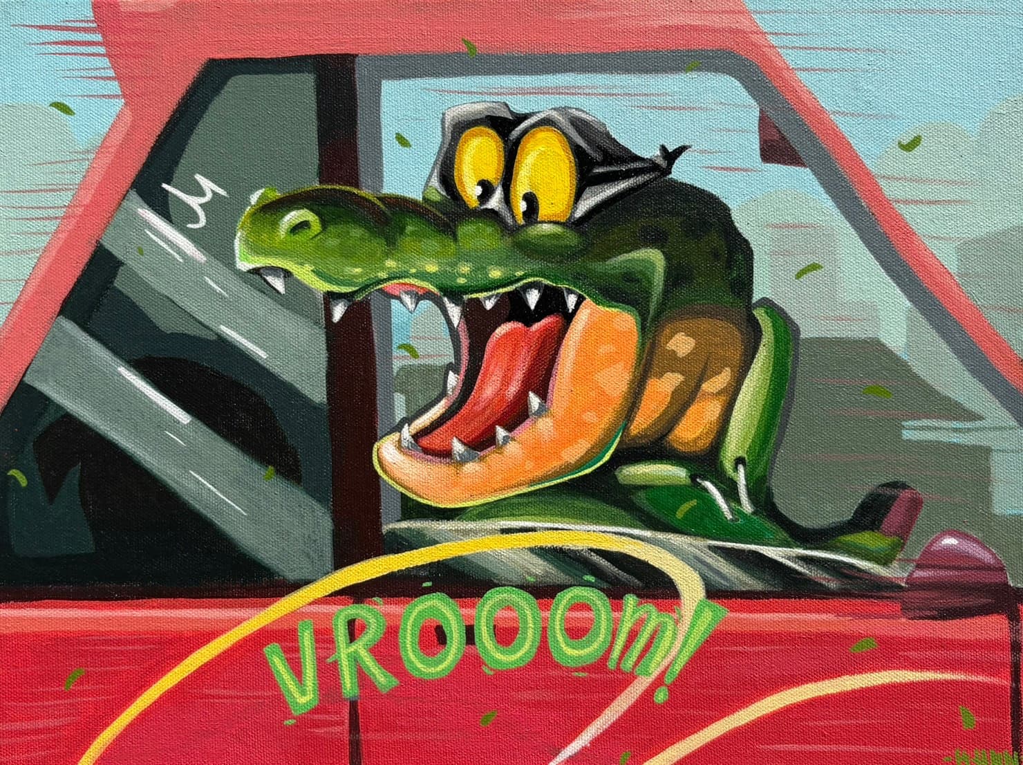 “Vroom” สีอะคริลิกบนแคนวาส โดย จักรพันธ์ ดีงาม